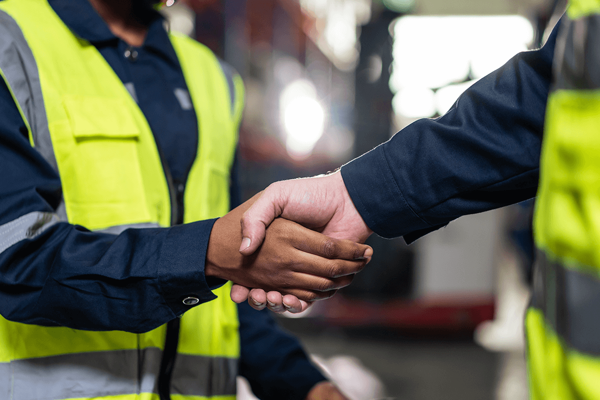 workers shaking hands